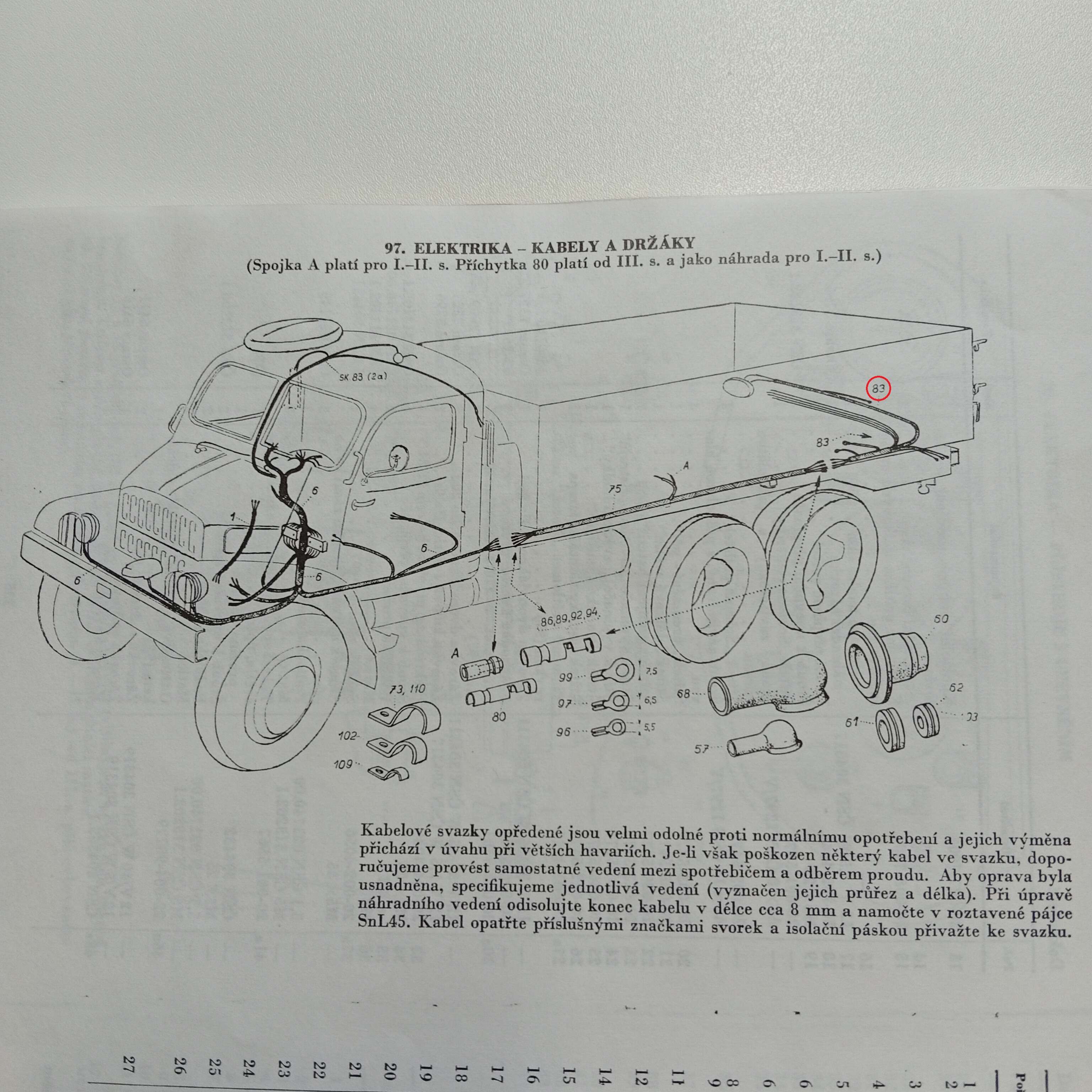 Svazek kabelů od spojek ke koncovým světlům PV3S