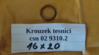 Kroužek těsnící 16x20