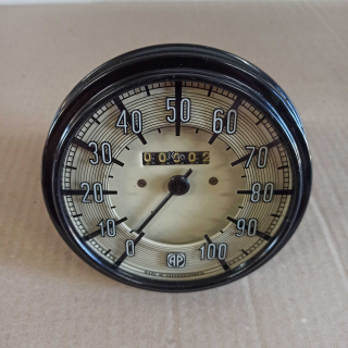 Rychloměr PAL do 100km - bílý podklad, černý ciferník, pr. 100mm