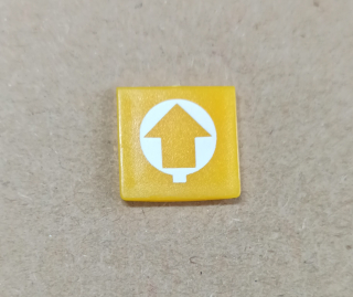 Symbol překlápěcího přepínače - 14x14mm - žlutý - šipka v kroužku nahoru