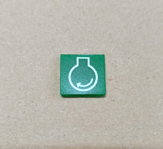 Symbol překlápěcího přepínače - 14x14mm - zelený - baňka se šipkou
