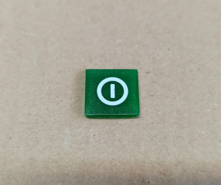Symbol překlápěcího přepínače - 14x14mm - zelený -  info, zapnuto ?